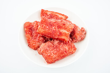 A plate of Hunan specialty red rice steamed meat