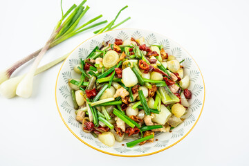 A plate of Hunan home-cooked stir-fried buckwheat pork