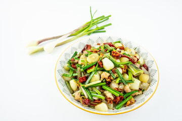 A plate of Hunan home-cooked stir-fried buckwheat pork