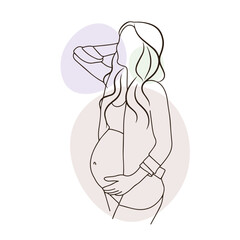 Stylish pregnancy, motherhood, big belly, doodle