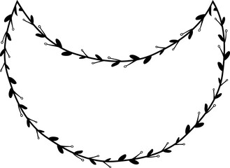 Crescent sheet frame isolated branches flower wreath leaf floral vector decoration border botanical minimalist wedding frames congratulations anniversary valentine winner award romantic 