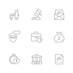Set line icons of divorce