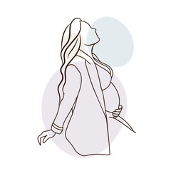 Motherhood, big belly, pregnant girl, doodle