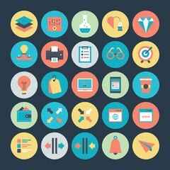 Pack of Designing Operations Flat Style Icons 

