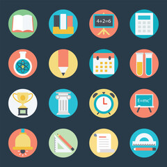 Pack of 16 Flat Study Icons 

