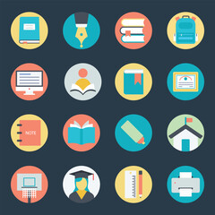 Pack of Education and Learning Flat Icons 

