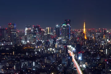 Foto op Canvas tokyo skyline at night horizontal view © LT