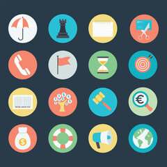 Bundle of Flat Business Strategy and Operations Icons 

