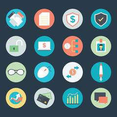 Set of Flat Style Financial Operations Icons 

