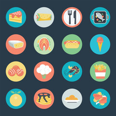 Set of Fast Food Flat Icons 
