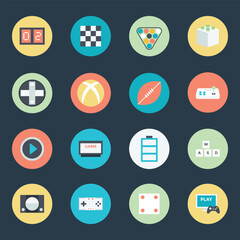 Set of Gaming Equipment Icons in Flat Style 

