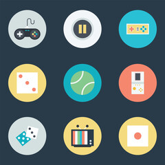 Pack of Video and Indoor Gaming Flat Icons 

