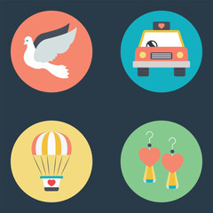 Set of Wedding Flat Icons 

