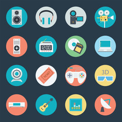 Collection of Multimedia Devices Flat Icons  

