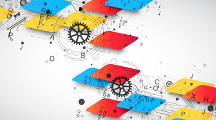 Abstract technology concept. Circuit board, high computer color background.