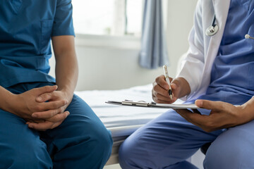 Prostate cancer specialist and testicular cancer patient discuss testicular cancer test report...