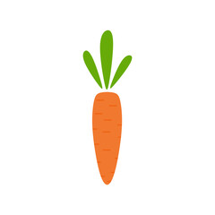 carrot flat design vector illustration. Carrot icon isolated on white background. Veg icon illustration. Carrot, vegetable, food, vector flat style. Vector orange flat carrot icon.