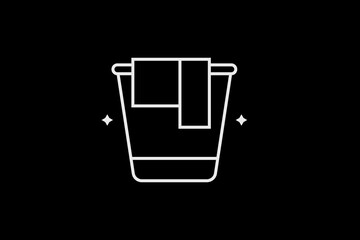 Geometric trash cleaning illustration. in flat style design. Vector flat icon.	
