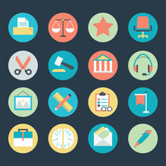 Pack of Office Objects Flat Icons 

