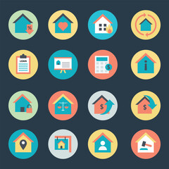 Set of Real Estate Flat Icons 

