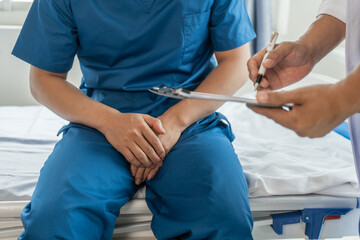 Prostate cancer specialist and testicular cancer patient discuss testicular cancer test report Testicular Cancer and Prostate Cancer Infertility, EPAD - European Prostate Cancer Awareness Day