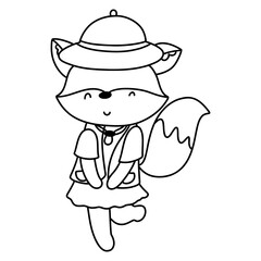 cute fox traveler and camper, Summer Camping Element, Summer Illustration