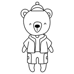 cute bear traveler and camper, Summer Camping Element, Summer Illustration
