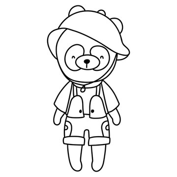 cute panda traveler and camper, Summer Camping Element, Summer Illustration