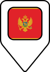 Montenegro flag map pin navigation icon, square design.