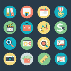 Pack of SEO Planning Flat Icons 

