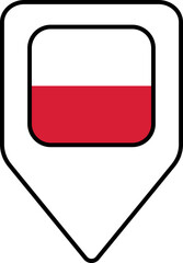 Poland flag map pin navigation icon, square design.