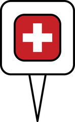Obraz premium Switzerland flag pin place icon.