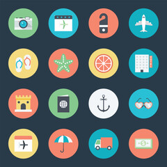 Pack of Summer Travel Flat Icons 

