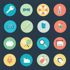 Pack of Summer Travel Vacation Flat Icons 

