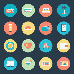 Bundle of Summer Tour Flat Icons 


