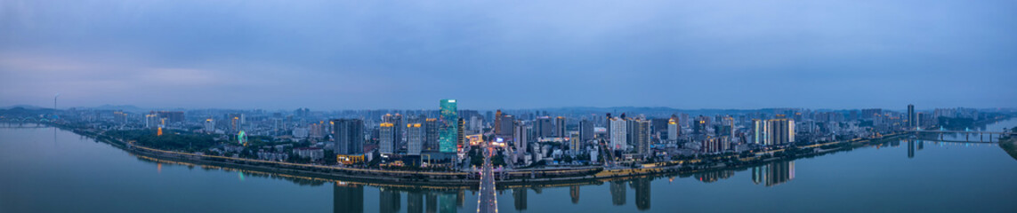 Fototapeta na wymiar Panoramic view of the city skyline of Hedong City, Zhuzhou, China