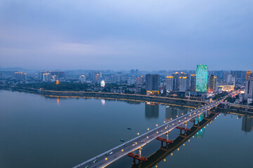 Obraz premium Night view of central square in Zhuzhou, China