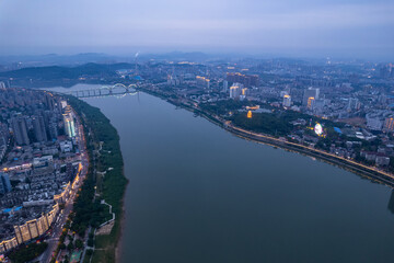 Scenery on both sides of the river in Zhuzhou, China