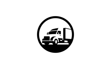 TRAILER TRUCK symbol with silhouette style for logo template, sign and brand.