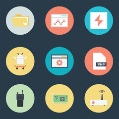 Pack of Software Technology Flat Style Icons 

