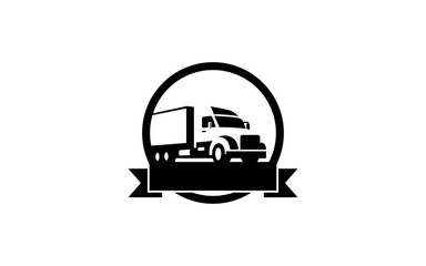 TRAILER TRUCK symbol with silhouette style for logo template, sign and brand.
