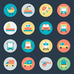 Pack of Automobiles Flat Icons 

