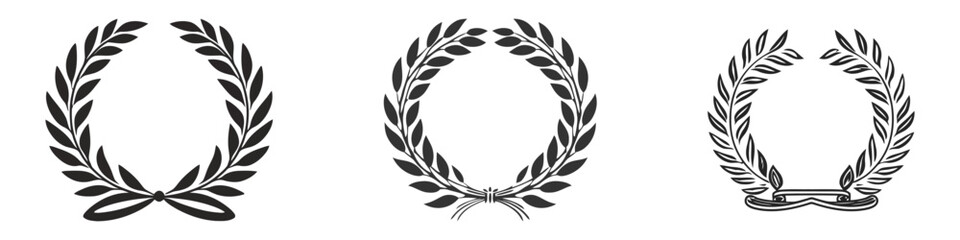 Obraz na płótnie Canvas Laurel Wreath floral heraldic element set, Vector icon, logo on white background