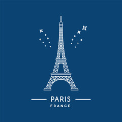 Fototapeta na wymiar Eiffel tower line art icon. Outline Eiffel tower, Paris template. France landmark. Vector illustration.