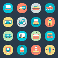 Collection of Vehicles Flat Icons 

