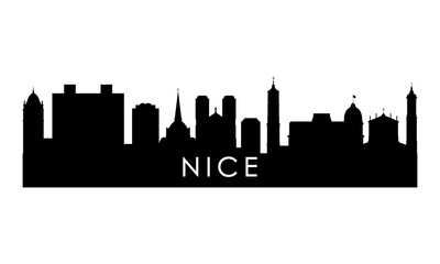 Fototapeta premium Nice skyline silhouette. Black Nice city design isolated on white background.