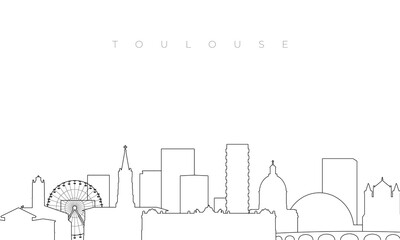 Outline Toulouse skyline. Trendy template with Toulouse buildings and landmarks in line style. Stock vector design.