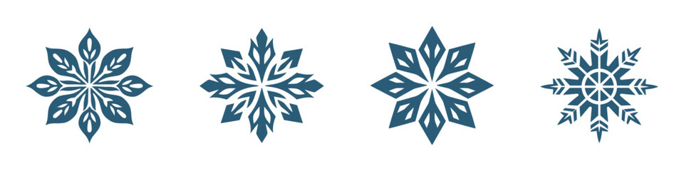 Set of vector snowflakes. Vector illustration on white background