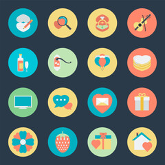 Collection of Love and Romance Flat Icons 

