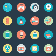 Digital Devices Icon Set in Flat Style 

